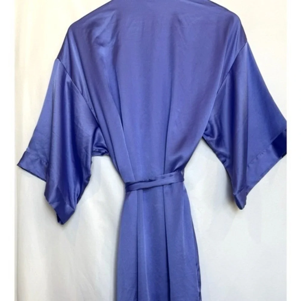 Victoria's Secret Satin Mini Wrap Robe Purple Size M/L Sexy Romantic Lingerie